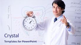  Presentation with whiteboard - Slide set featuring medical showing time medicine - young handsome dentist in front background and a sky blue colored foreground