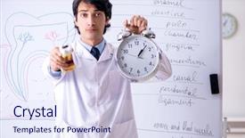  Presentation with whiteboard kids cute cartoon - PPT theme enhanced with medical showing time medicine - young handsome dentist in front background and a sky blue colored foreground