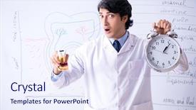  Presentation with whiteboard - Theme featuring medical showing time medicine - young handsome dentist in front background and a sky blue colored foreground