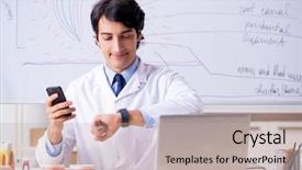  Presentation with dental radiology dentist and assistant - Beautiful theme featuring medical showing time medicine - young handsome dentist in front backdrop and a mint green colored foreground