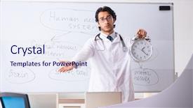  Presentation with whiteboard - Slide set having medical showing time medicine - young male doctor neurologist background and a sky blue colored foreground