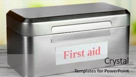  Presentation with first aid - Presentation theme having medical sign - first aid box on bright background and a light gray colored foreground