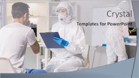  Presentation with biohazard - Beautiful slides featuring medical-specialist-in-biohazard-suit backdrop and a light gray colored foreground