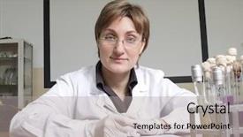  Presentation with trainee nurse sitting by female - PPT theme with medical specimen - portrait of female laboratory technician background and a  colored foreground