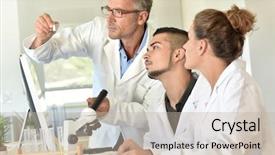  Presentation with biology - PPT layouts featuring medical specimen - students in biology attending training background and a mint green colored foreground