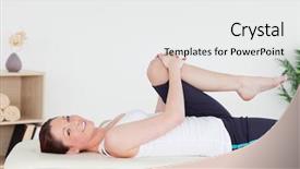  Presentation with stretching - Audience pleasing slides consisting of athletic woman stretching her leg backdrop and a white colored foreground