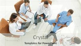  Presentation with patients - Theme having medical staff discussing the work plan with the patients background and a light gray colored foreground