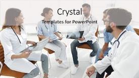  Presentation with staff - PPT theme having medical staff discussing x-ray background and a light gray colored foreground