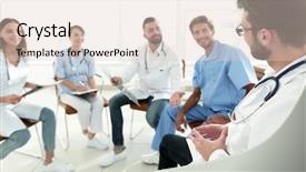  Presentation with staff - Beautiful slide deck featuring medical staff discussing x-ray backdrop and a  colored foreground