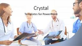  Presentation with x ray equipment for medical - Presentation theme having medical staff discussing x-ray background and a white colored foreground