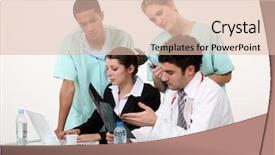  Presentation with medical desk - Slides with medical staff gathered by desk background and a lemonade colored foreground