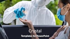  Presentation with medical service - Cool new PPT layouts with medical-staff-give-alcohol-gel backdrop and a tawny brown colored foreground