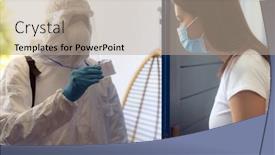  Presentation with medical ppe - PPT theme featuring medical-staff-in-ppe-suit background and a mint green colored foreground