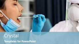  Presentation with medical ppe - Presentation design consisting of medical-staff-with-ppe-suit background and a light blue colored foreground