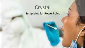  Presentation with medical ppe - Beautiful PPT layouts featuring medical-staff-with-ppe-suit backdrop and a light gray colored foreground