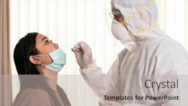  Presentation with medical ppe - Theme with medical-staff-with-ppe-suit background and a mint green colored foreground