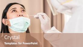  Presentation with medical ppe - Slides with medical-staff-with-ppe-suit background and a coral colored foreground