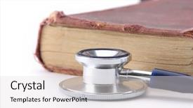  Presentation with medical book - Colorful slides enhanced with medical stethoscope and an old backdrop and a  colored foreground