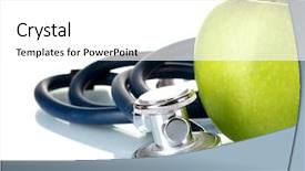  Presentation with fresh water splash green apple isolated white - Slides having medical stethoscope and apple isolated background and a white colored foreground