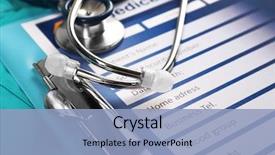  Presentation with medical clipboard - Colorful PPT theme enhanced with medical stethoscope clipboard and doctor' backdrop and a  colored foreground