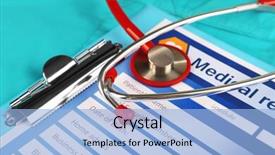  Presentation with medical clipboard - Amazing slide set having medical stethoscope clipboard and doctor' backdrop and a  colored foreground