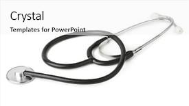  Presentation with law medical gavel and stethoscope - Theme featuring medical stethoscope isolated on white background and a white colored foreground