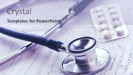  Presentation with pile - Beautiful theme featuring medical-stethoscope-lying-on-cardiogram backdrop and a light blue colored foreground