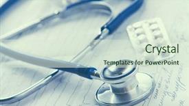  Presentation with pils medical - PPT theme consisting of medical stethoscope lying on cardiogram background and a soft green colored foreground