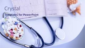  Presentation with medicines - Slides with medical stethoscope medicines background and a sky blue colored foreground