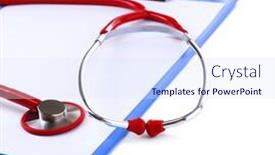  Presentation with clipboard stethoscope - Amazing slide deck having medical stethoscope with clipboard isolated on white backdrop and a sky blue colored foreground