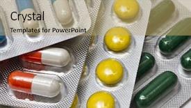  Presentation with capsules pills pill doctor prescription - Presentation having medical store - background of capsules and pills background and a yellow colored foreground