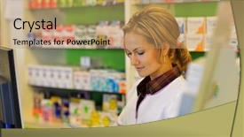  Presentation with male pharmacist - Presentation theme consisting of medical store - male pharmacist holding prescription background and a coral colored foreground