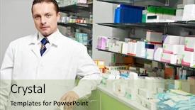  Presentation with chemist - Cool new theme with medical store - two pharmacist chemist women working backdrop and a mint green colored foreground