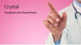  Presentation with digital - Cool new PPT theme with medical strategy - midsection of doctor touching digital backdrop and a  colored foreground