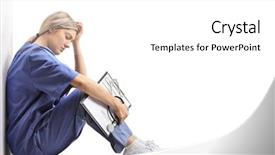  Presentation with depressed - PPT layouts consisting of medical stress - depressed female doctor sitting background and a white colored foreground
