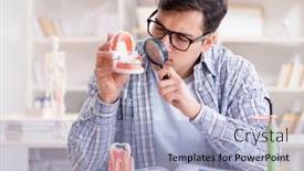  Presentation with medical student - Cool new slide set with medical-student-learning-dentistry backdrop and a light blue colored foreground