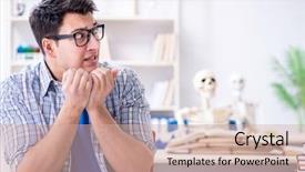  Presentation with medical case study - PPT theme consisting of medical student preparing for exams background and a soft green colored foreground