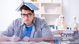  Presentation with medical student - PPT layouts having medical student preparing for exams background and a light blue colored foreground