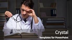  Presentation with medical student - Beautiful PPT theme featuring medical student preparing for university backdrop and a dark gray colored foreground