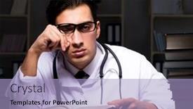  Presentation with medical student - Theme having medical student preparing for university exams at night background and a light blue colored foreground