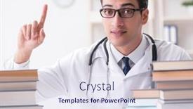  Presentation with medical student - Cool new PPT theme with medical student preparing for university exams backdrop and a sky blue colored foreground