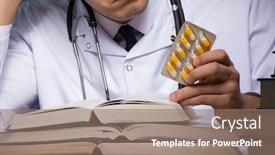  Presentation with medical student - PPT theme with medical-student-preparing-for-university background and a coral colored foreground