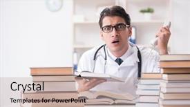  Presentation with medical case study - Colorful slide set enhanced with medical student preparing for university backdrop and a  colored foreground