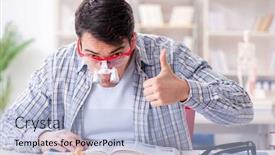  Presentation with medical student - Audience pleasing slide set consisting of medical student sitting at the lecture in university backdrop and a light blue colored foreground