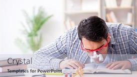  Presentation with medical student - Presentation theme having medical student sitting at the lecture in university background and a lemonade colored foreground