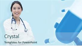  Presentation with medical student - Audience pleasing presentation consisting of medical student smiling at camera backdrop and a sky blue colored foreground