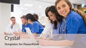  Presentation with medical student - Presentation theme with medical student smiling background and a lemonade colored foreground