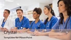  Presentation with medical student - Audience pleasing PPT layouts consisting of medical student smiling backdrop and a soft green colored foreground