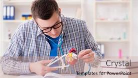  Presentation with medical student - PPT theme with medical student studying heart in classroom during lecture background and a soft green colored foreground