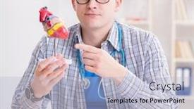  Presentation with heart medical - Presentation theme having medical-student-studying-heart background and a light blue colored foreground